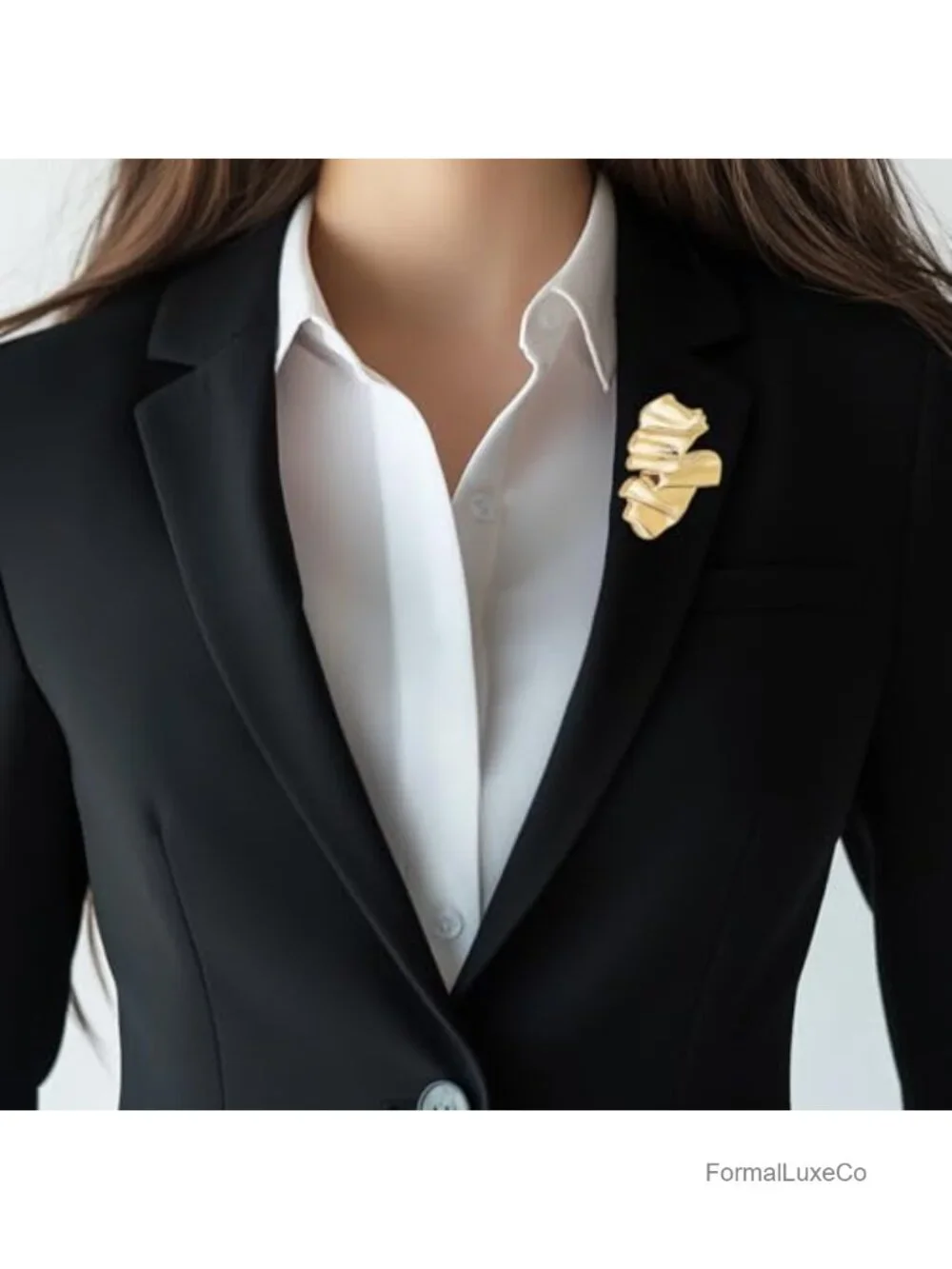 Irregular-Shaped Metal Brooch Pins 2Pcs Gold Plated for Women Clothing